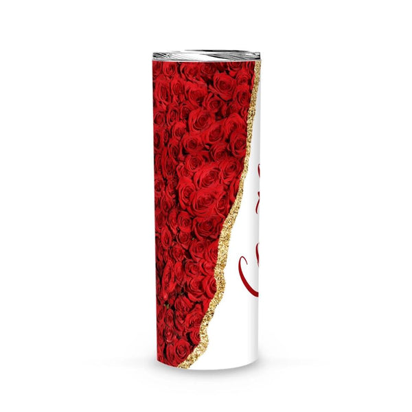 Tumblers-Personalized Skinny Tumbler (20oz) - Red Rose-Jack N Roy