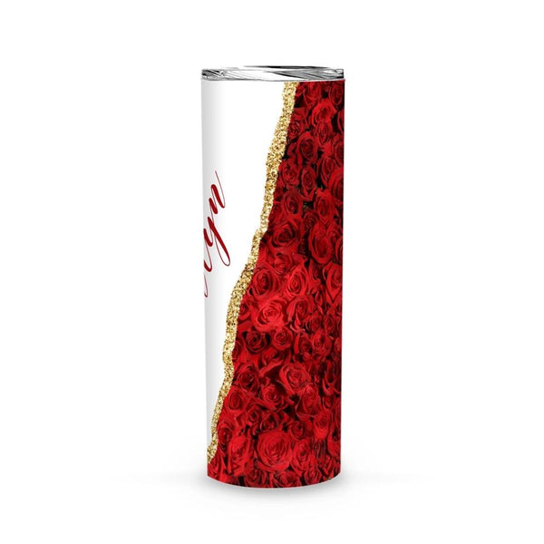 Tumblers-Personalized Skinny Tumbler (20oz) - Red Rose-Jack N Roy