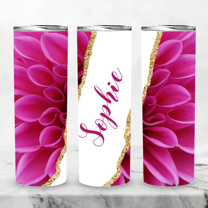 Tumbler-Personalized Skinny Tumbler (20oz) - Dahlia-Skinny Tumbler 20oz - Dahlia-White-Jack N Roy