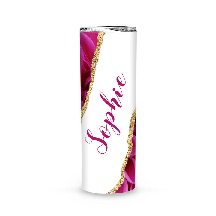 Tumbler-Personalized Skinny Tumbler (20oz) - Dahlia-Skinny Tumbler 20oz - Dahlia-White-Jack N Roy