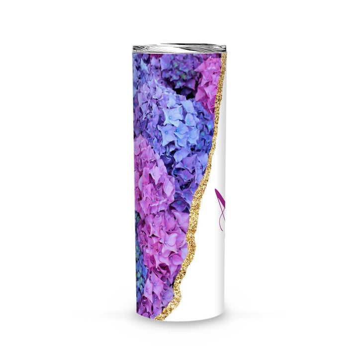 Tumbler-Personalized Skinny Tumbler (20oz) - Hydrangea-Skinny Tumbler 20oz - Hydrangea-White-Jack N Roy