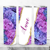 Tumbler-Personalized Skinny Tumbler (20oz) - Hydrangea-Skinny Tumbler 20oz - Hydrangea-White-Jack N Roy