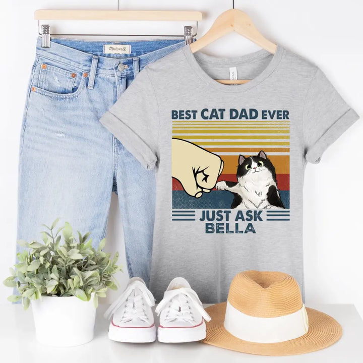 Shirts & Tops-Best Cat Dad Ever - Personalized Unisex T-Shirt / Sweatshirt-Unisex T-Shirt-Athletic Heather-Jack N Roy