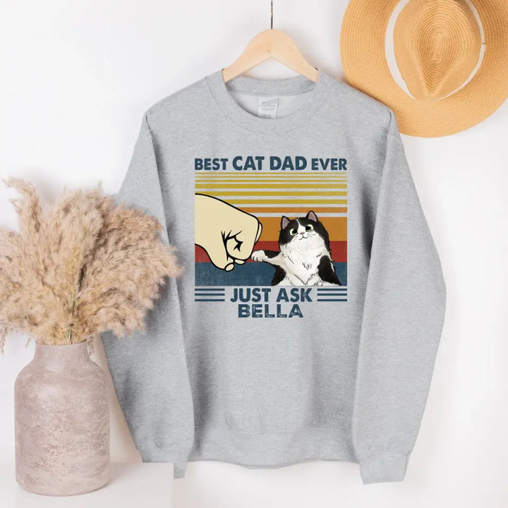 Shirts & Tops-Best Cat Dad Ever - Personalized Unisex T-Shirt / Sweatshirt-Unisex Sweatshirt-Sport Grey-Jack N Roy