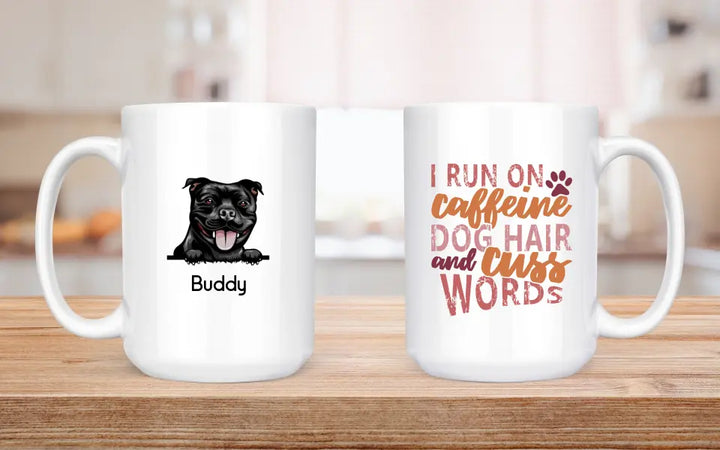 Mugs-Caffeine, Dog Hair and Cuss Words - Personalized Mug (11oz/15oz)-White Mug-White-Jack N Roy