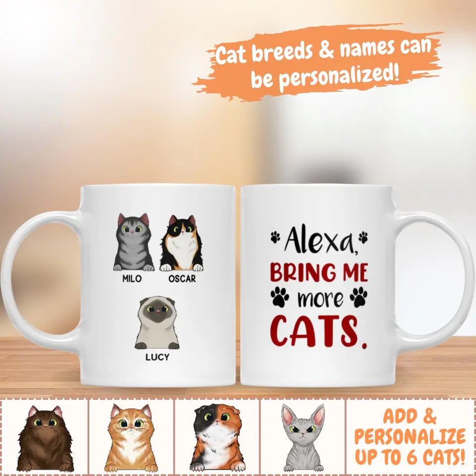Mugs-Alexa, Bring Me More Cats - Personalized Mug (11oz/15oz)-Jack N Roy