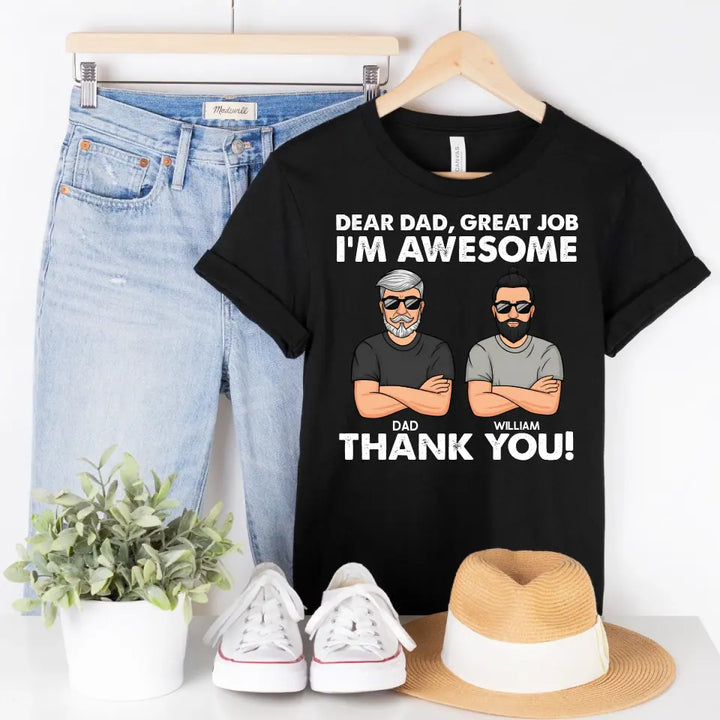 Shirts & Tops-Dear Dad, Great Job, We Are Awesome - Personalized Unisex T-Shirt / Sweatshirt-Unisex T-Shirt-Black-Jack N Roy