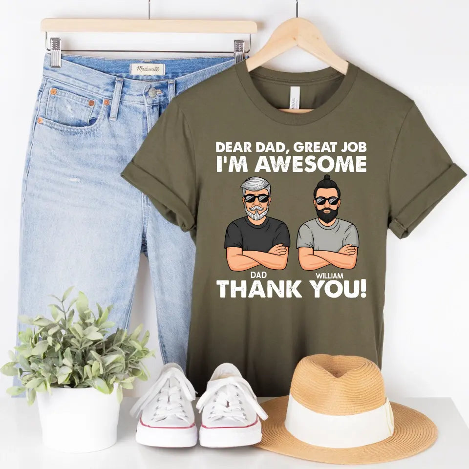 Shirts & Tops-Dear Dad, Great Job, We Are Awesome - Personalized Unisex T-Shirt / Sweatshirt-Unisex T-Shirt-Army-Jack N Roy
