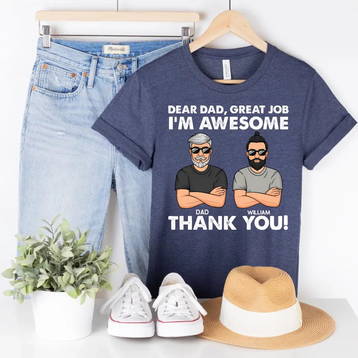 Shirts & Tops-Dear Dad, Great Job, We Are Awesome - Personalized Unisex T-Shirt / Sweatshirt-Unisex T-Shirt-Heather Navy-Jack N Roy