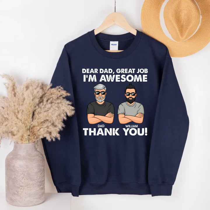Shirts & Tops-Dear Dad, Great Job, We Are Awesome - Personalized Unisex T-Shirt / Sweatshirt-Unisex Sweatshirt-Navy-Jack N Roy
