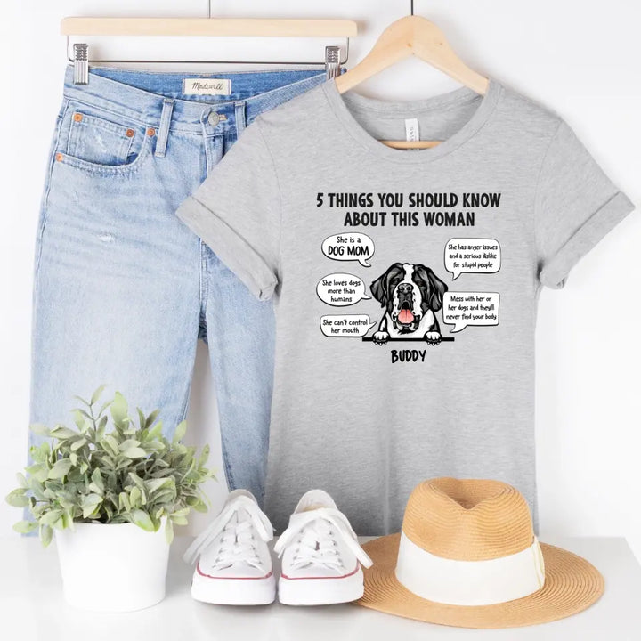 Shirts & Tops-5 Things You Should Know - Personalized Unisex T-Shirt - Dog Mom Gift-Unisex T-Shirt-Athletic Heather-Jack N Roy