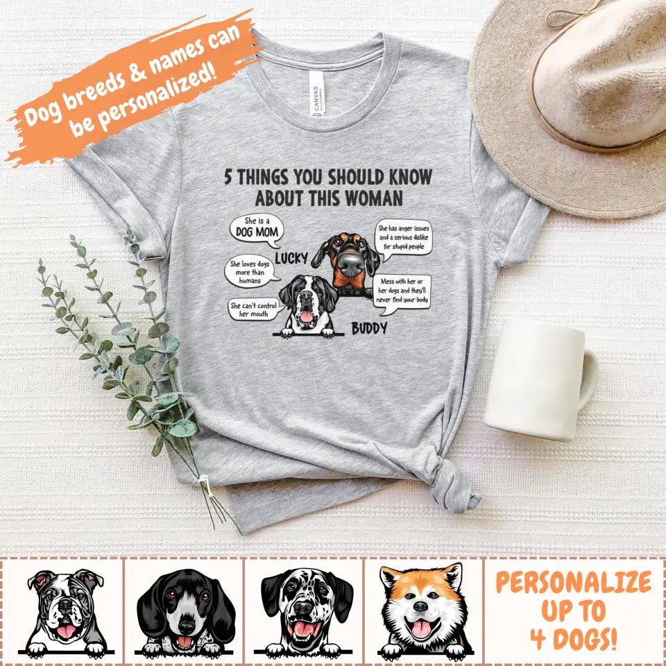 Shirts & Tops-5 Things You Should Know - Personalized Unisex T-Shirt - Dog Mom Gift-Jack N Roy