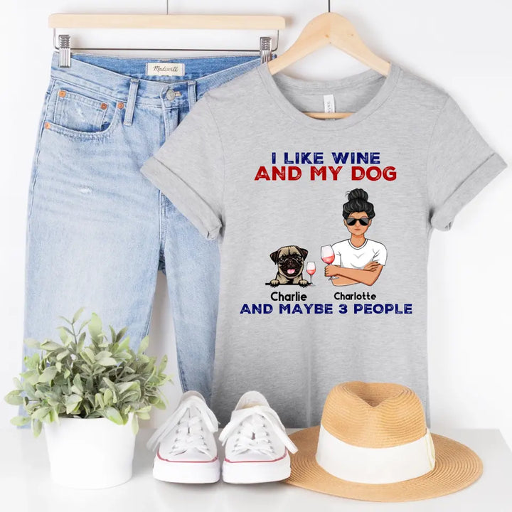 Shirts & Tops-I Like Wine And My Dog - Personalized Unisex T-Shirt-Unisex T-Shirt-Athletic Heather-Jack N Roy