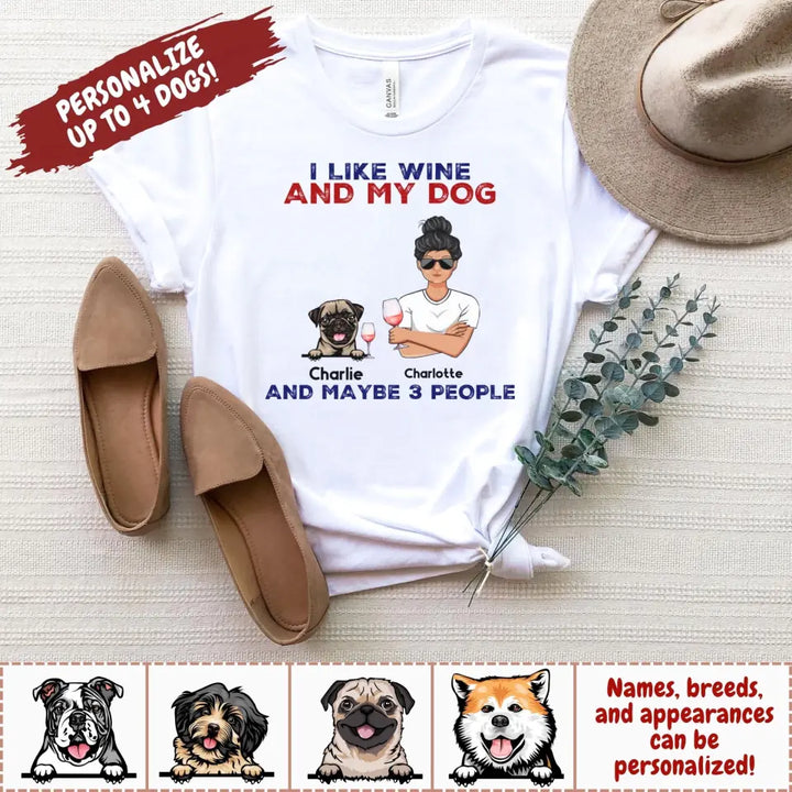 Shirts & Tops-I Like Wine And My Dog - Personalized Unisex T-Shirt-Jack N Roy