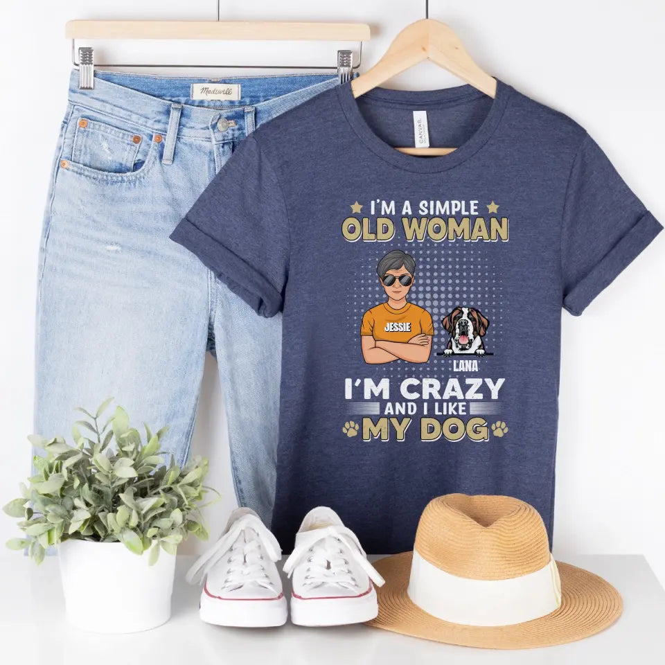 Shirts & Tops-I'm Crazy and I Like My Dog(s) - Personalized Unisex T-Shirt / Sweatshirt-Unisex T-Shirt-Heather Navy-Jack N Roy
