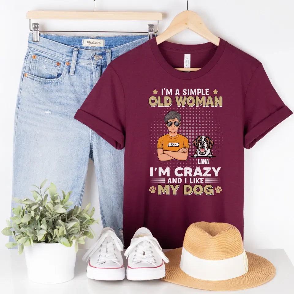 Shirts & Tops-I'm Crazy and I Like My Dog(s) - Personalized Unisex T-Shirt / Sweatshirt-Unisex T-Shirt-Maroon-Jack N Roy