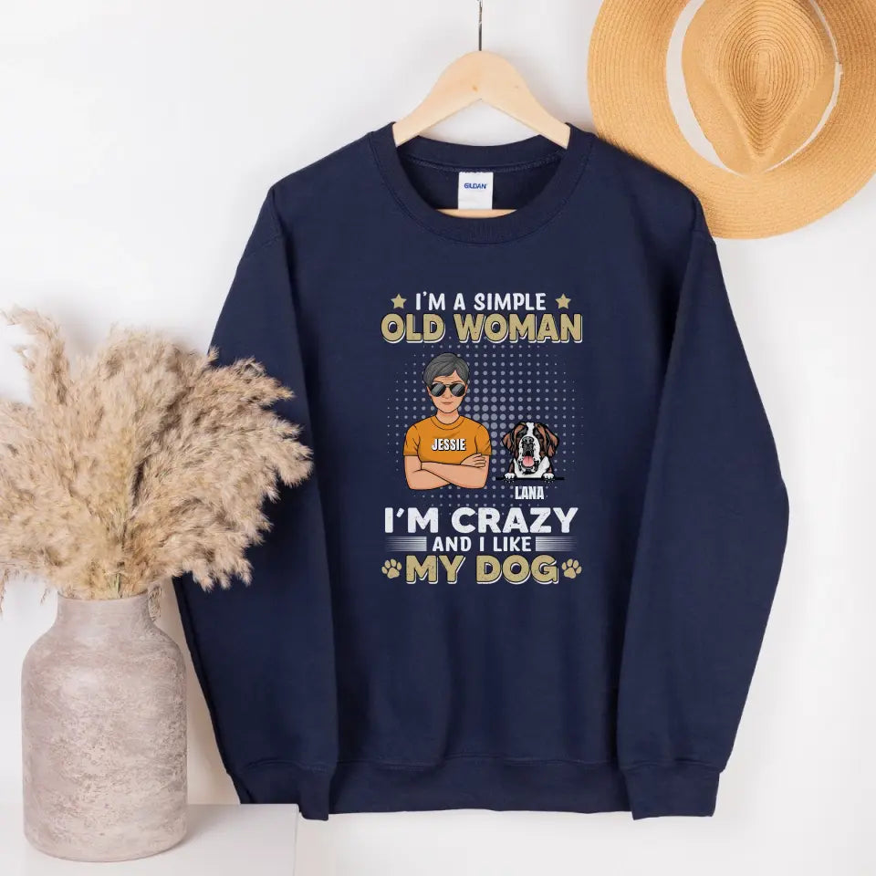 Shirts & Tops-I'm Crazy and I Like My Dog(s) - Personalized Unisex T-Shirt / Sweatshirt-Unisex Sweatshirt-Navy-Jack N Roy
