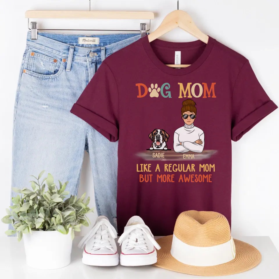 Shirts & Tops-Dog Mom / Pawma - Personalized Unisex T-Shirt / Sweatshirt-Unisex T-Shirt-Maroon-Jack N Roy