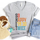 V-Neck Shirt-S.H.I.T. 60 Birthday V-Neck-S-Athletic Heather-Jack N Roy