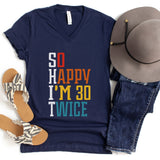 V-Neck Shirt-S.H.I.T. 60 Birthday V-Neck-S-Navy-Jack N Roy