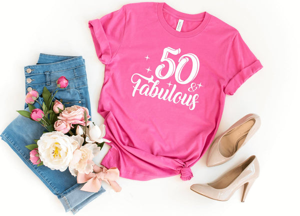 T-Shirt-50 & Fabulous T-Shirt-S-Charity Pink-Jack N Roy