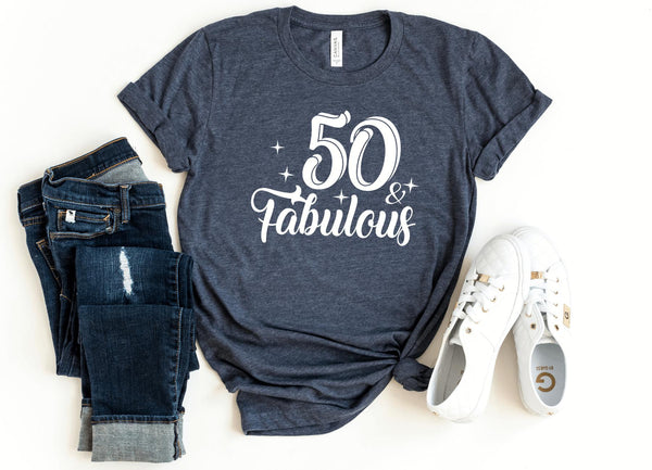 T-Shirt-50 & Fabulous T-Shirt-S-Heather Navy-Jack N Roy