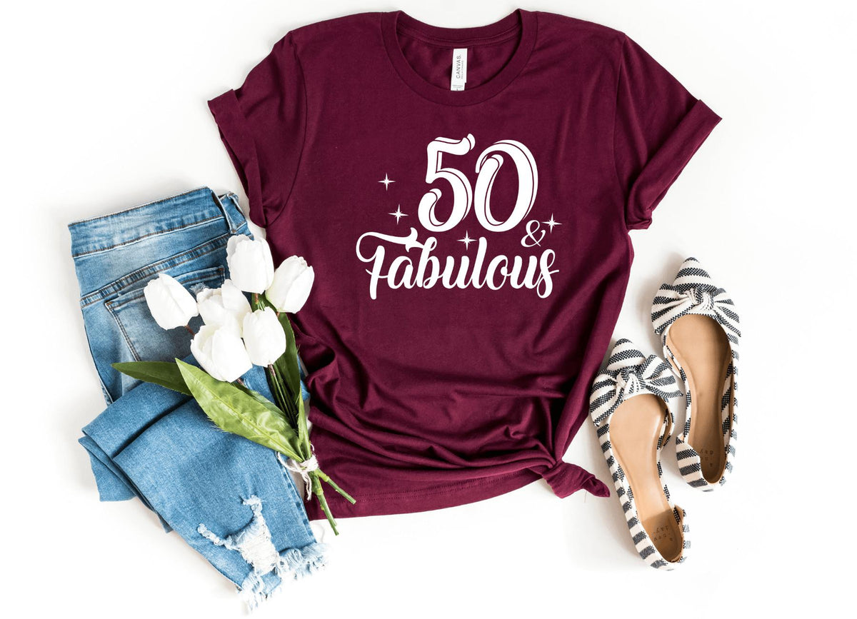 T-Shirt-50 & Fabulous T-Shirt-S-Maroon-Jack N Roy