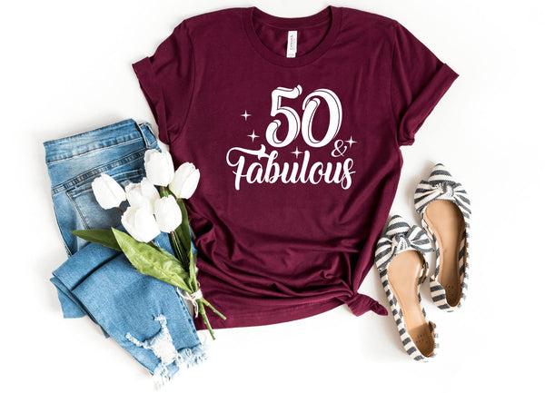 T-Shirt-50 & Fabulous T-Shirt-S-Maroon-Jack N Roy