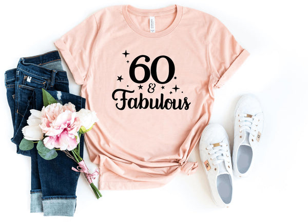 T-Shirt-60 & Fabulous T-Shirt-S-Heather Peach-Jack N Roy