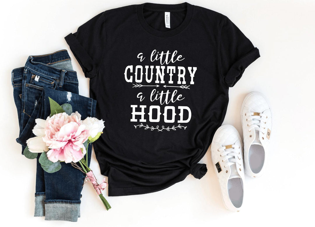 Shirts & Tops-A Little Country A Little Hood T-Shirt-S-Black-Jack N Roy