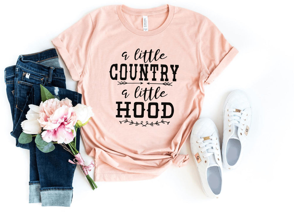 Shirts & Tops-A Little Country A Little Hood T-Shirt-S-Heather Peach-Jack N Roy