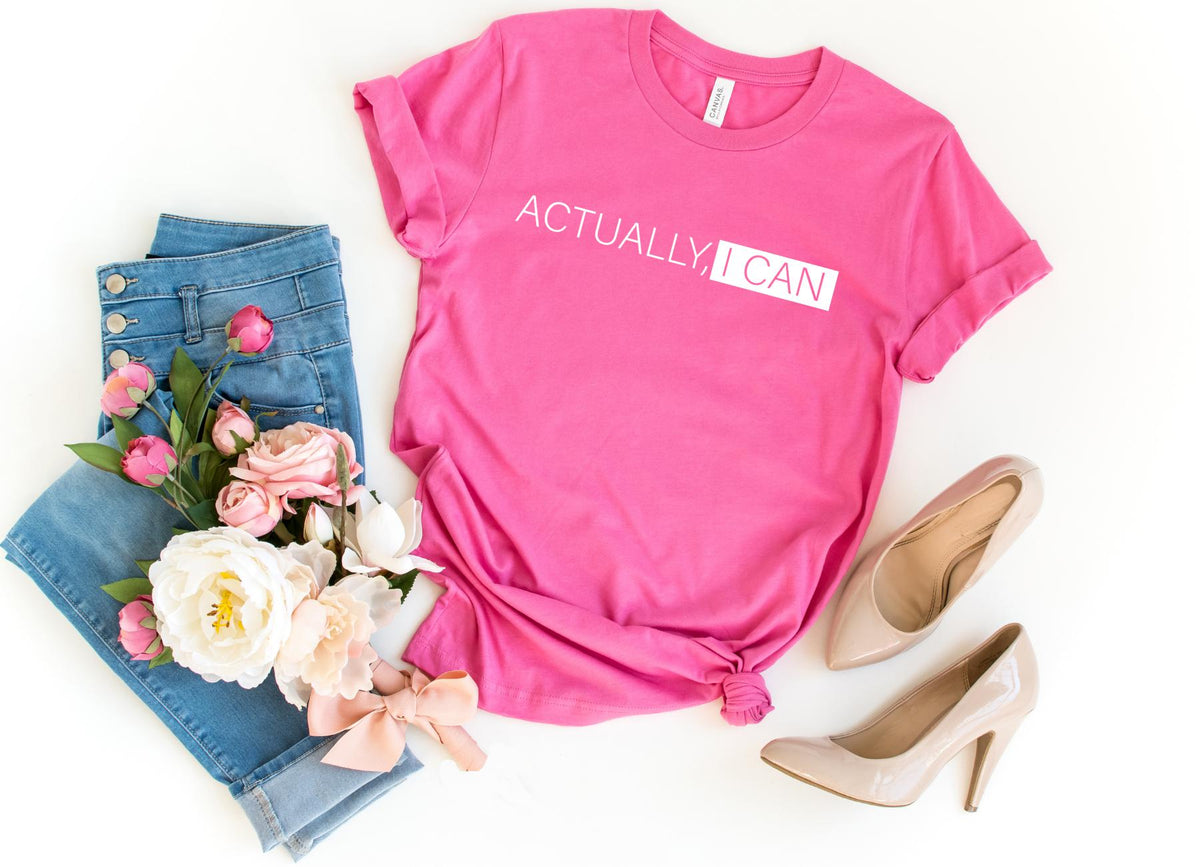 T-Shirt-Actually I Can T-Shirt-S-Charity Pink-Jack N Roy