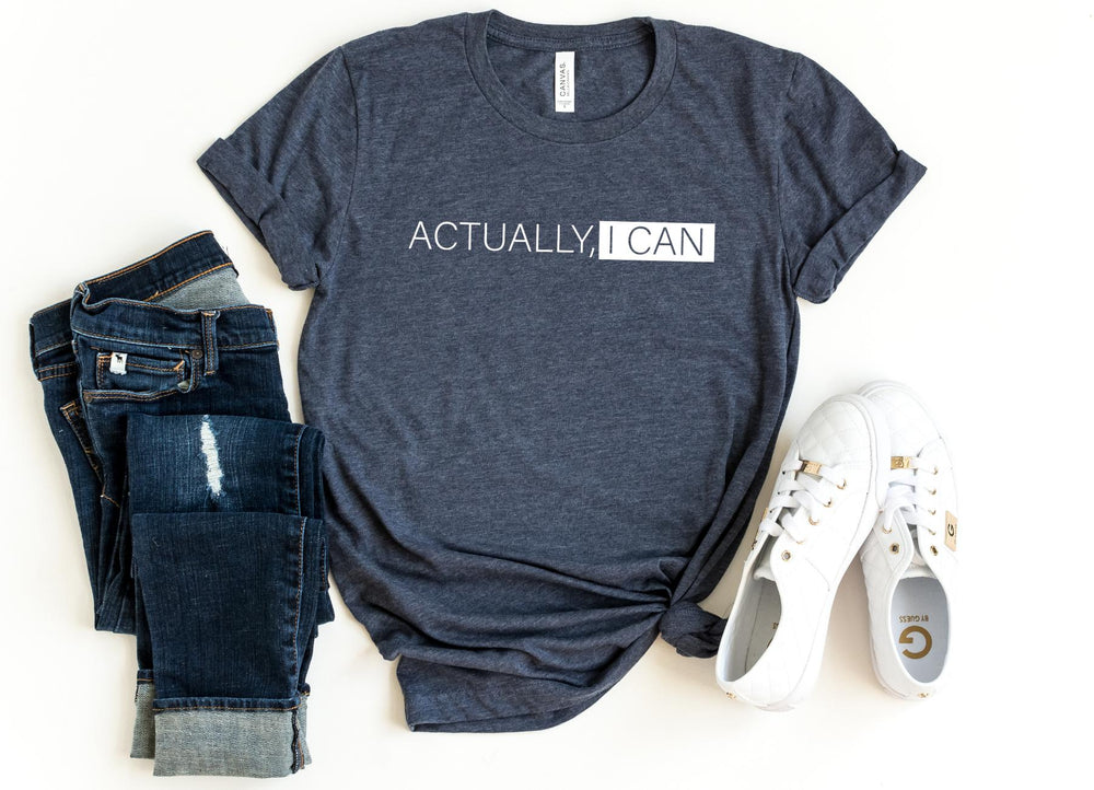 Shirts & Tops-Actually I Can T-Shirt-S-Heather Navy-Jack N Roy