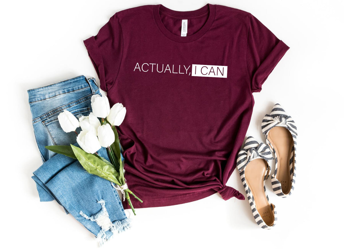 T-Shirt-Actually I Can T-Shirt-S-Maroon-Jack N Roy