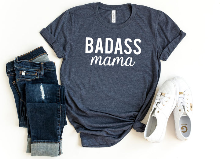 Shirts & Tops-BADASS MAMA T-Shirt-S-Heather Navy-Jack N Roy