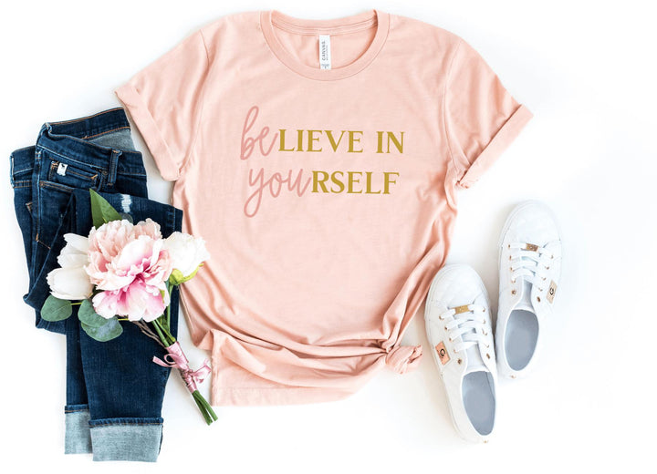 Shirts & Tops-BElieve In YOUrself (BE YOU) T-Shirt-S-Heather Peach-Jack N Roy