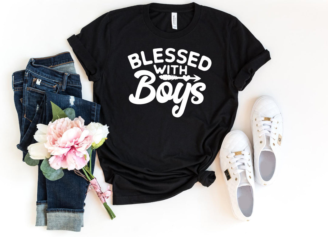 Shirts & Tops-BLESSED WITH BOYS T-Shirt-S-Black-Jack N Roy