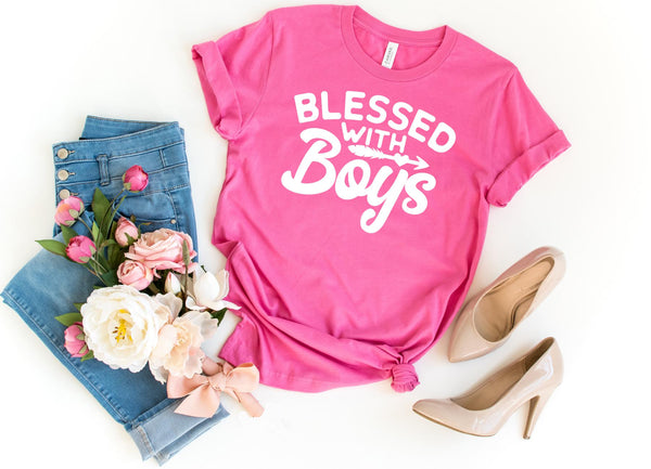 T-Shirt-BLESSED WITH BOYS T-Shirt-S-Charity Pink-Jack N Roy