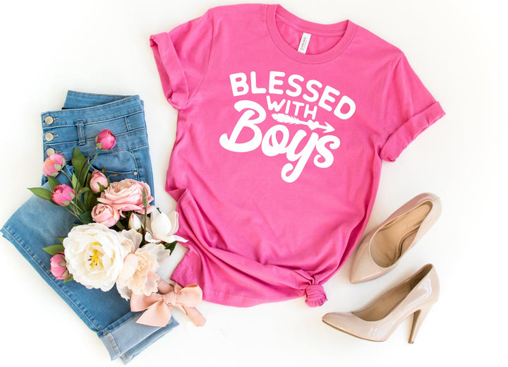 Shirts & Tops-BLESSED WITH BOYS T-Shirt-S-Charity Pink-Jack N Roy