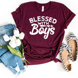 T-Shirt-BLESSED WITH BOYS T-Shirt-S-Maroon-Jack N Roy