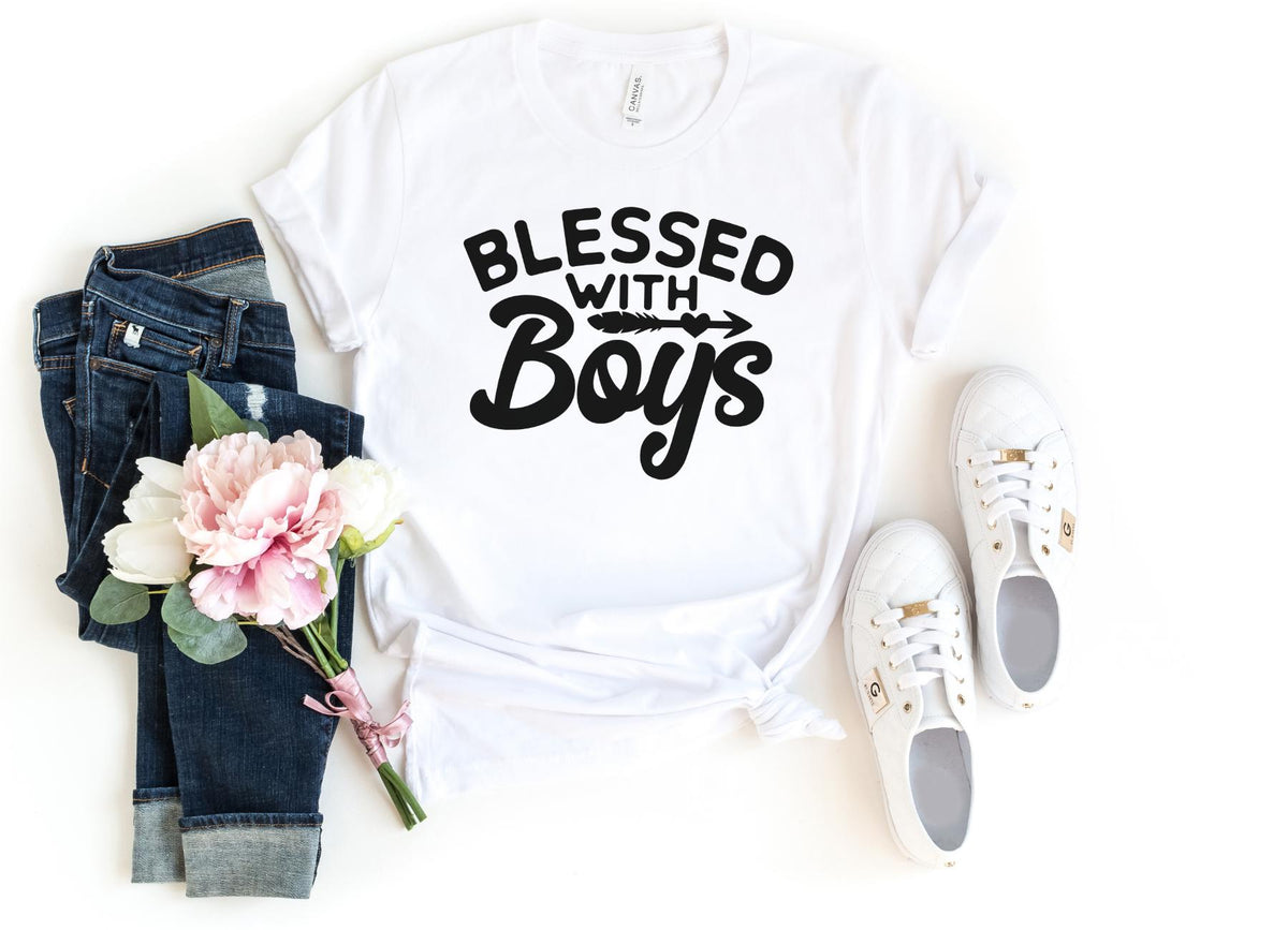 T-Shirt-BLESSED WITH BOYS T-Shirt-S-White-Jack N Roy