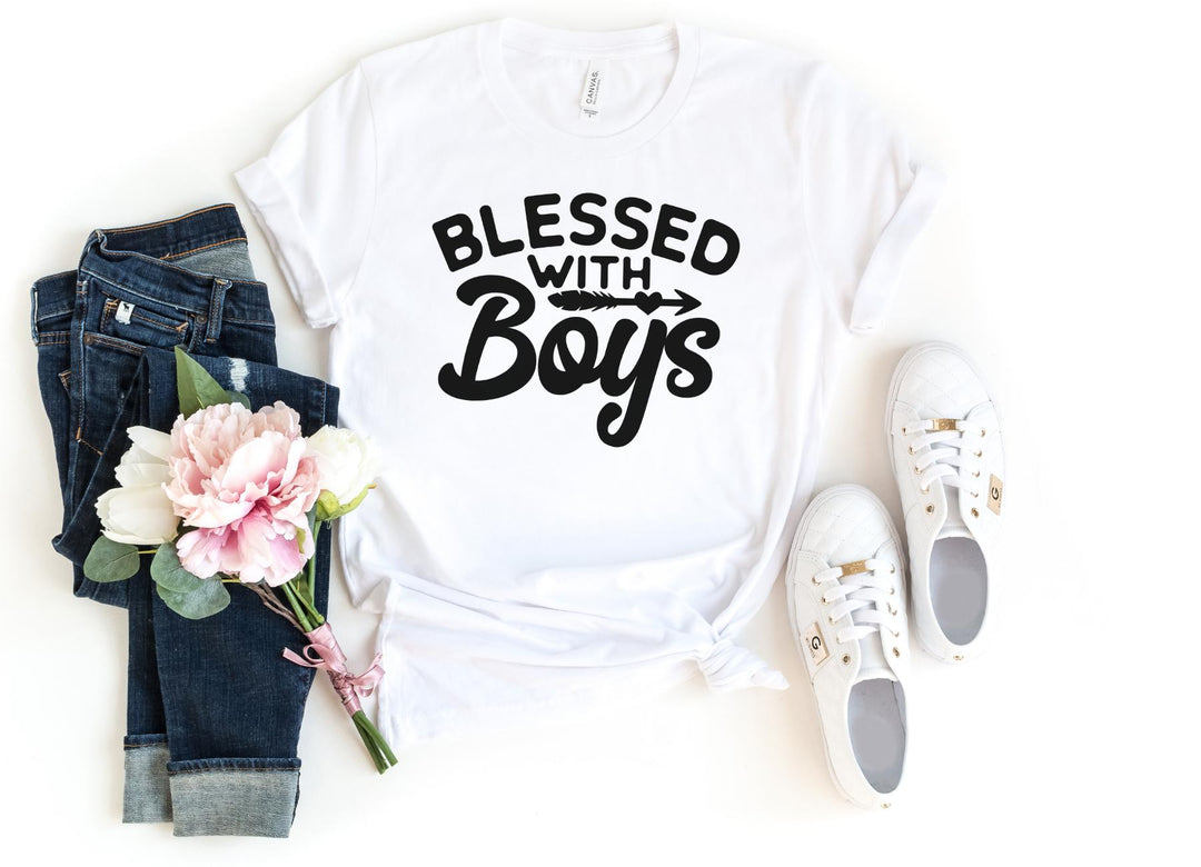 Shirts & Tops-BLESSED WITH BOYS T-Shirt-S-White-Jack N Roy