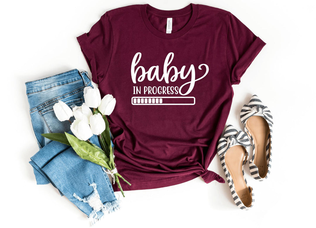 Shirts & Tops-Baby in progress T-Shirt-S-Maroon-Jack N Roy