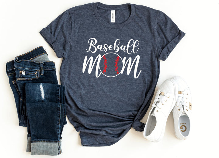 Shirts & Tops-Baseball Mom T-Shirt-S-Heather Navy-Jack N Roy