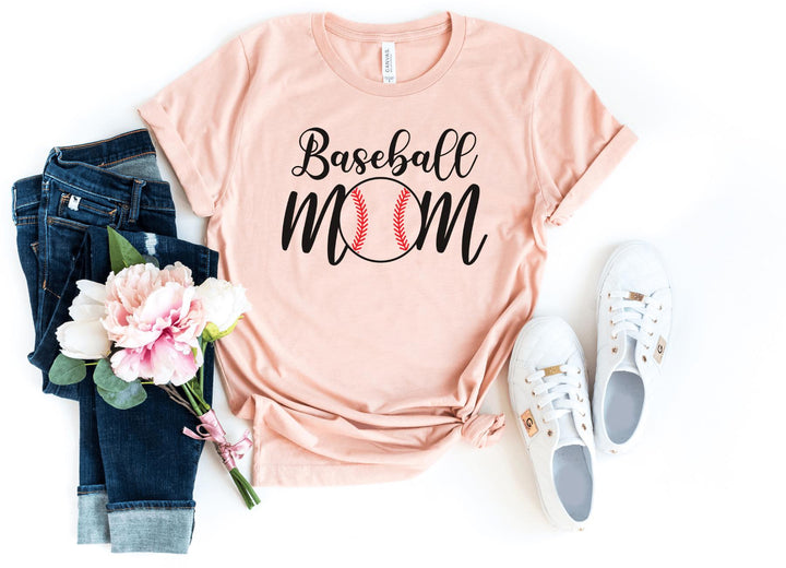 Shirts & Tops-Baseball Mom T-Shirt-S-Heather Peach-Jack N Roy