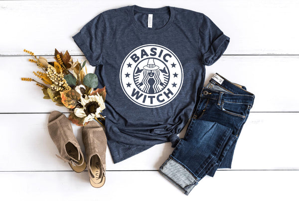 T-Shirt-Basic Witch T-Shirt-S-Heather Navy-Jack N Roy