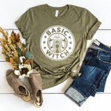 T-Shirt-Basic Witch T-Shirt-S-Heather Olive-Jack N Roy