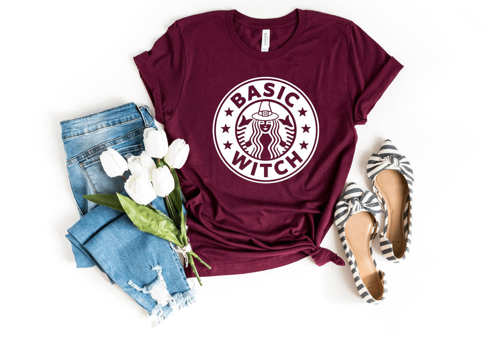 Shirts & Tops-Basic Witch T-Shirt-S-Maroon-Jack N Roy
