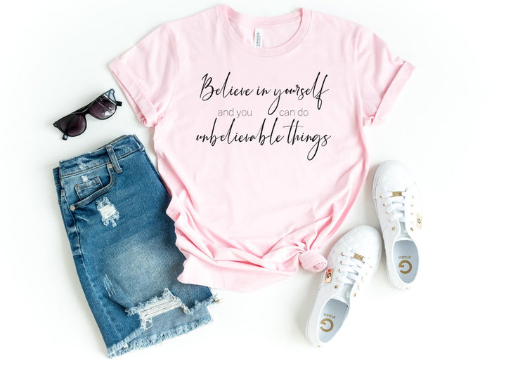 Shirts & Tops-Believe In Yourself T-Shirt-S-Pink-Jack N Roy