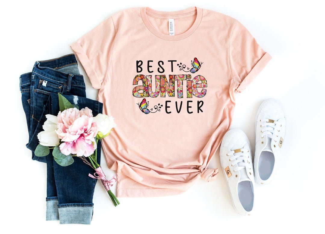 Shirts & Tops-Best Auntie Ever (Paisley Design) T-Shirt-S-Heather Peach-Jack N Roy